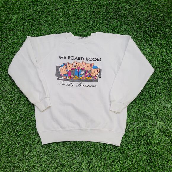 Vintage 90s Funny Pig Sweatshirt Womens Medium 19x21 Cropped - Picture 1 of 14